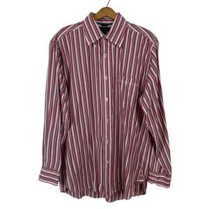 Tommy Hilfiger Mens Striped Button Down Shirt Sz Medium Preppy Classic Business